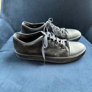 LANVIN Men’s Navy Suede Cap Toe Sneakers Size 8